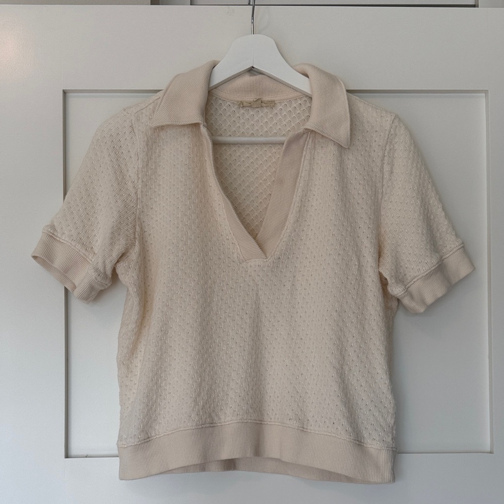 Madewell Cream Textured Knit Polo